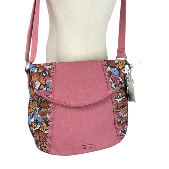 NWT Sakroots Artist Circle Fold Over Crossbody Shoulder bag Mulberry Butterfly - Picture 11 of 12